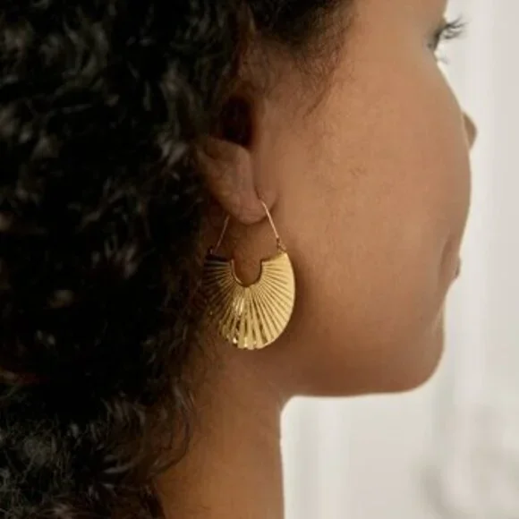 Palm Earrings, 18K gold plated Stainless steel - Picture 2 of 4